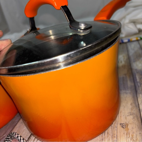 Rachael Ray Cookware Set 4 Piece Pots Pan Nonstick Performance Orange - Picture 10 of 10